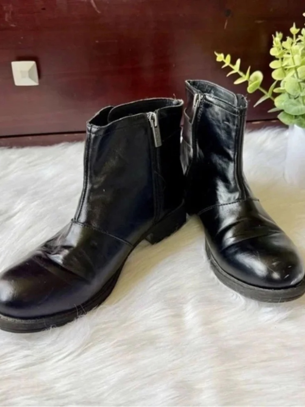 Kenneth Cole Reaction‎ Moto Combat Ankle Boots Black Buckle Size 7.5